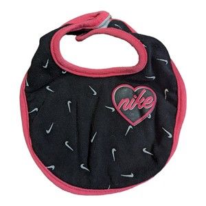 Nike Drool Baby Bib Woosh Spell Out Logo for Girls Black and Pink 0-6M